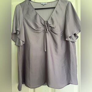 Gray silky Naked Zebra top.  Excellent condition